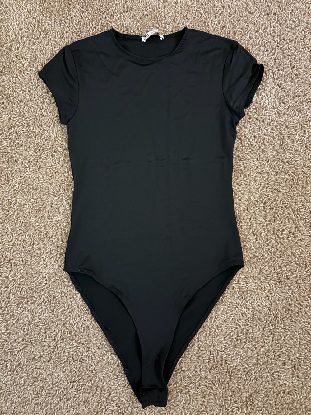 Zara Black Short Sleeve Crew Neck Bodysuit